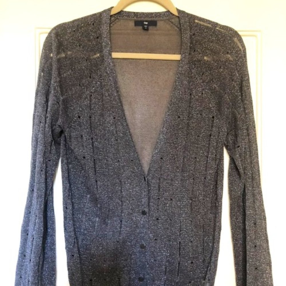 Slouchy Grey & Silver Gap Cardigan, Medium